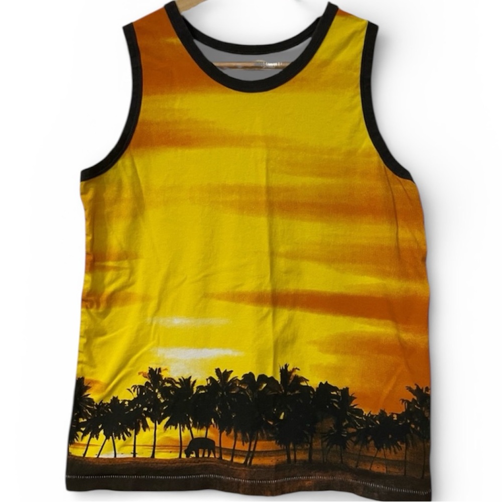 Epic Threads Tank Sleeveless Shirt Surfer Beach Palm Trees Tropical Vacation